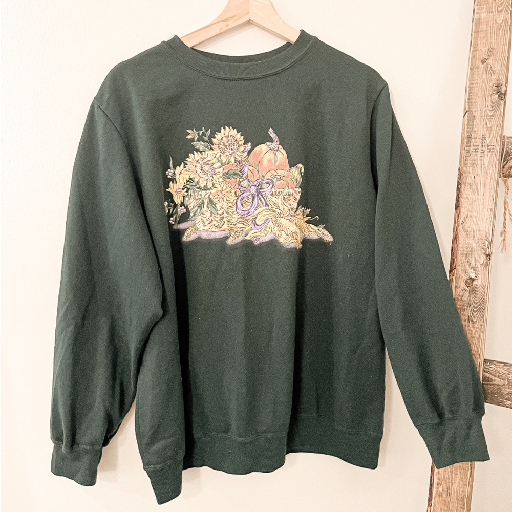 Vintage forest green pumpkin crew